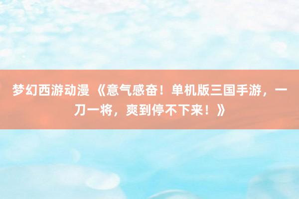 梦幻西游动漫 《意气感奋！单机版三国手游，一刀一将，爽到停不下来！》