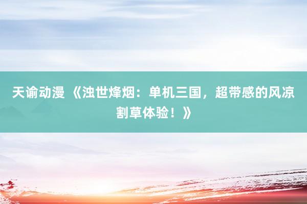 天谕动漫 《浊世烽烟：单机三国，超带感的风凉割草体验！》